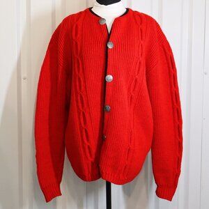 Original Obermeyer Vintage Cardigan Ski Sweater Red Button Front 1960's Large?